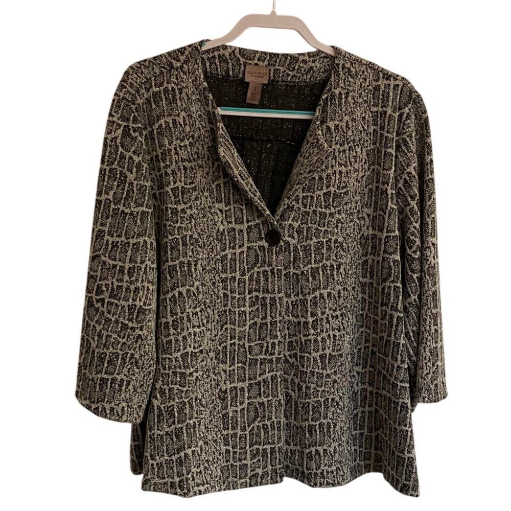 Chicos Sz 16/18 Grey Textured Jacket Warm Cozy Outdoor